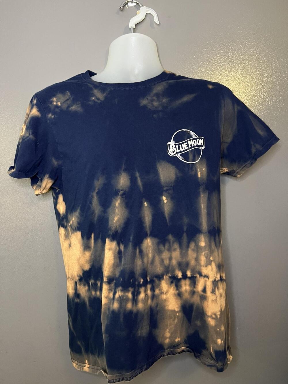 Blue Moon Shirt Mens Medium Blue Tie Dye Beer Logo Graphic Tee Tee Luv Denver